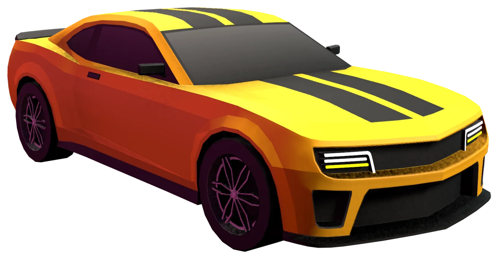 Hitflag's yellow muscle car with black stripes.